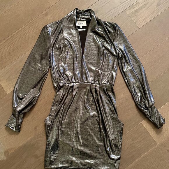 Ba&sh Miss Metallic Holiday Party Dress Festive Clubbing Going Out - Picture 6 of 8